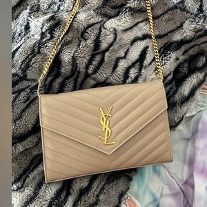 YSL beige crossbody with gold hardwear